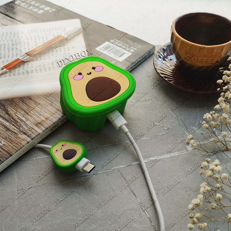 محافظ کابل پیکسی طرح آواکادو مدل Avocado-B به همراه محافظ شارژر دیواری مجموعه 4 عددی