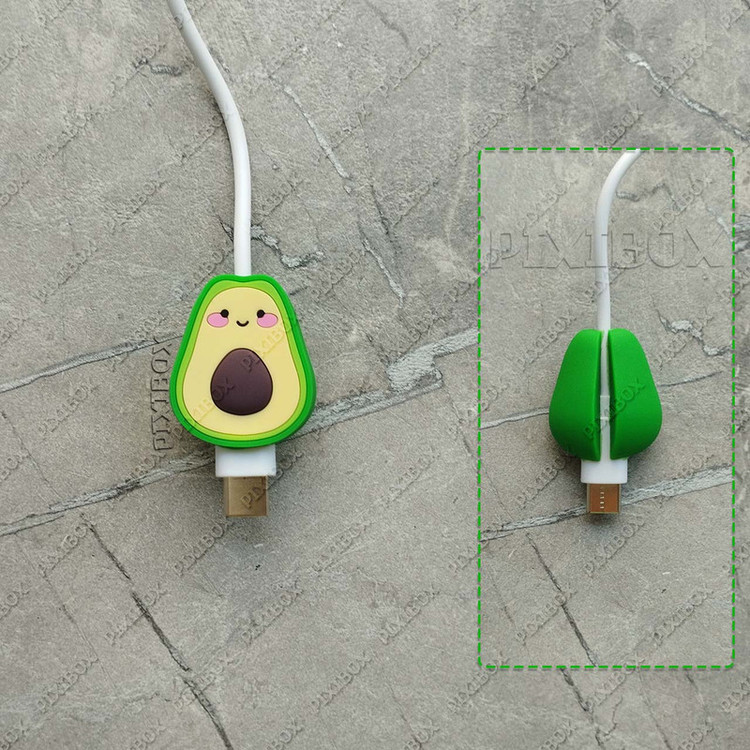 محافظ کابل پیکسی طرح آواکادو مدل Avocado-B به همراه محافظ شارژر دیواری مجموعه 4 عددی
