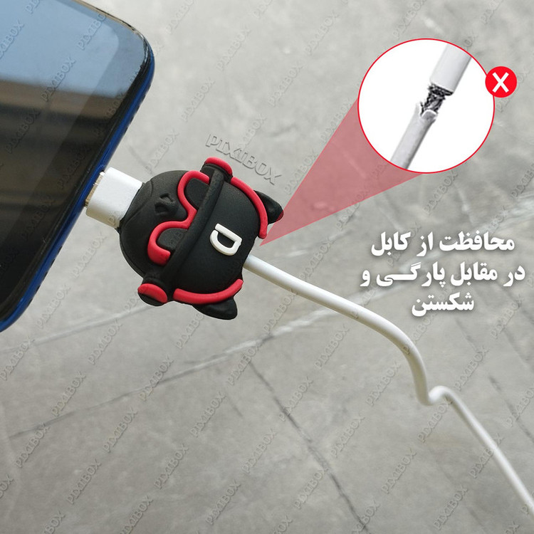محافظ کابل پیکسی طرح سگ مدل Bulldog-B به همراه محافظ شارژر دیواری مجموعه 4 عددی