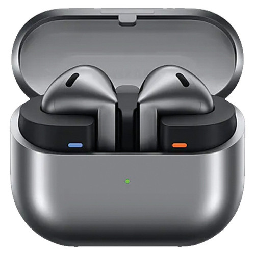 هدفون بلوتوثی سامسونگ مدل Galaxy Buds3 با نویز کنسلینگ فعال (ANC)، نویز کنسلینگ میکروفون (ENC)، درگاه شارژ USB Type-C، با قابلیت اتصال به چند دستگاه، دارای قابلیت صدای 360 درجه، Galaxy AI، میکروفون سه گانه، پشتیبانی از فرمان لمسی، ضد آب و گرد و غبار