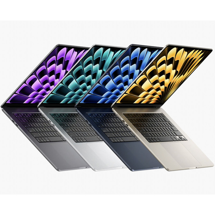 لپتاپ اپل مدل MacBook Air MRYV3 2024 LLA با پردازنده Apple M3، رم 8GB، حافظه SSD با ظرفیت 512GB، نمایشگر 15.3 اینچ Retina، دارای نور پسزمینه کیبورد، حسگر اثر انگشت، سیستمعامل Apple Mac OS