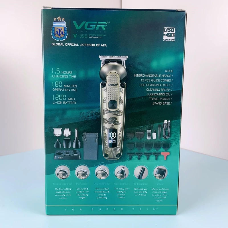 ماشین اصلاح چند کاره ضد اب وی جی ار مدل V-103 و V-102 و VGR V-095 کیفیت عالی ریش تراش شیور خط زن حجم زن موزر