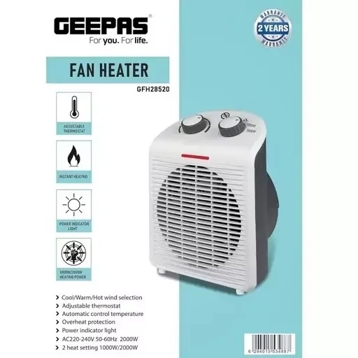 بخاری برقی فن هیتر جیپاس مدل Geepas GFH28520 بخاری فن دار