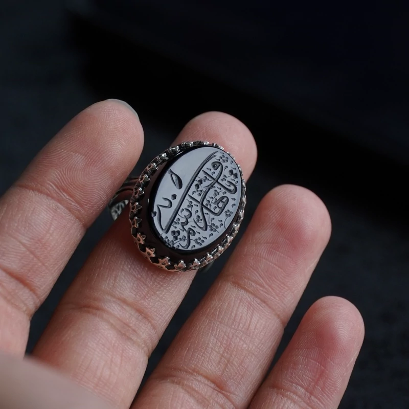 انگشتر مردانه عقیق مشکی کد 1335