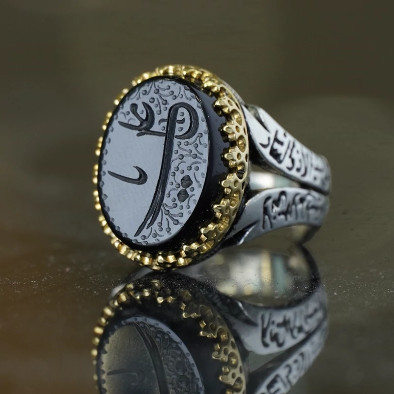 انگشتر مردانه عقیق مشکی کد 1325
