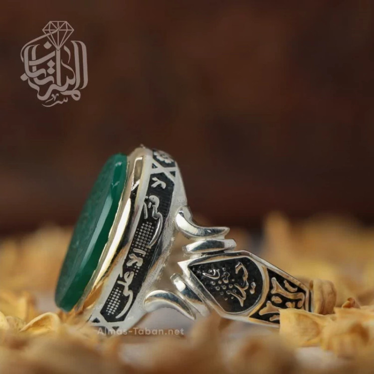 انگشتر مردانه عقیق سبز کد 2917