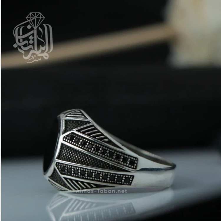 انگشتر مردانه عقیق مشکی کد 2914