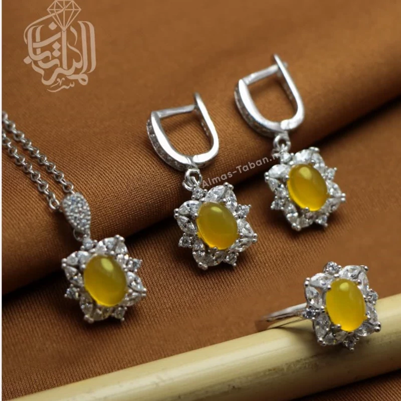 نیم ست زنانه عقیق زرد کد 728
