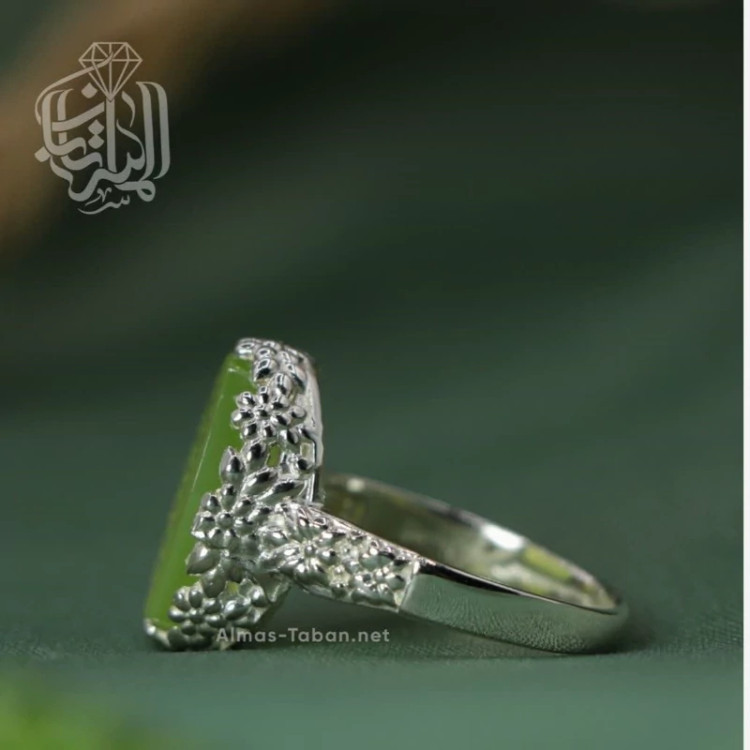 ست انگشتر زنانه و مردانه عقیق سبز کد 2886