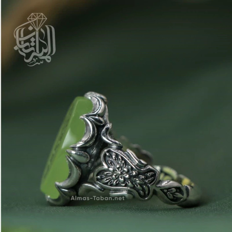 ست انگشتر زنانه و مردانه عقیق سبز کد 2886