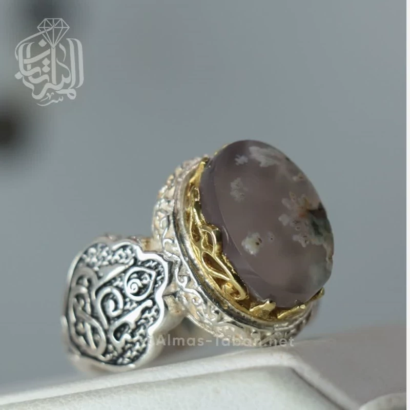 انگشتر نقره مردانه عقیق شجر طبیعی کد 2884