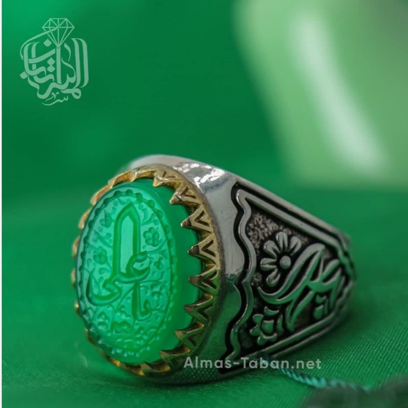 انگشتر مردانه عقیق سبز کد 2881