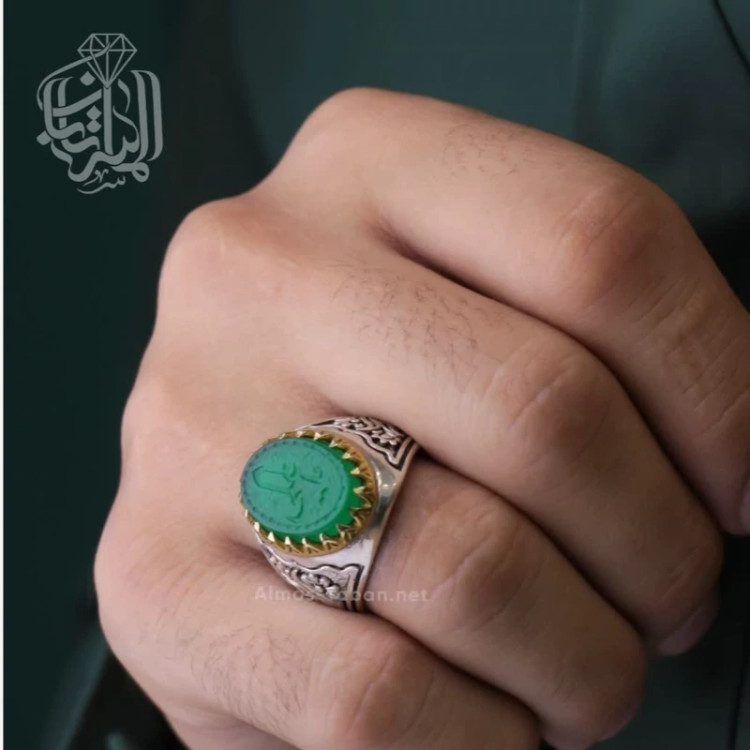 انگشتر مردانه عقیق سبز کد 2881