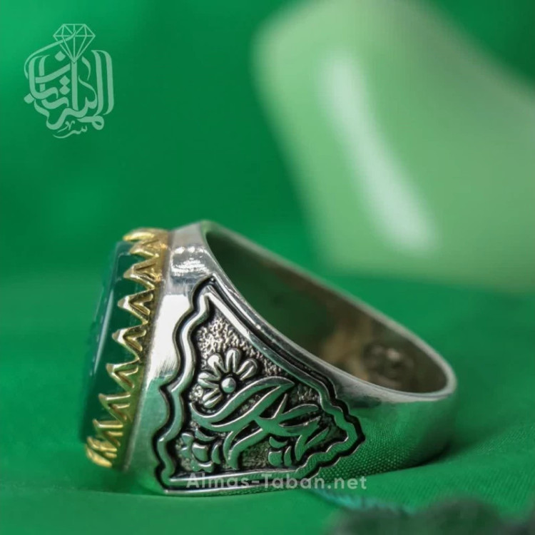 انگشتر مردانه عقیق سبز کد 2881