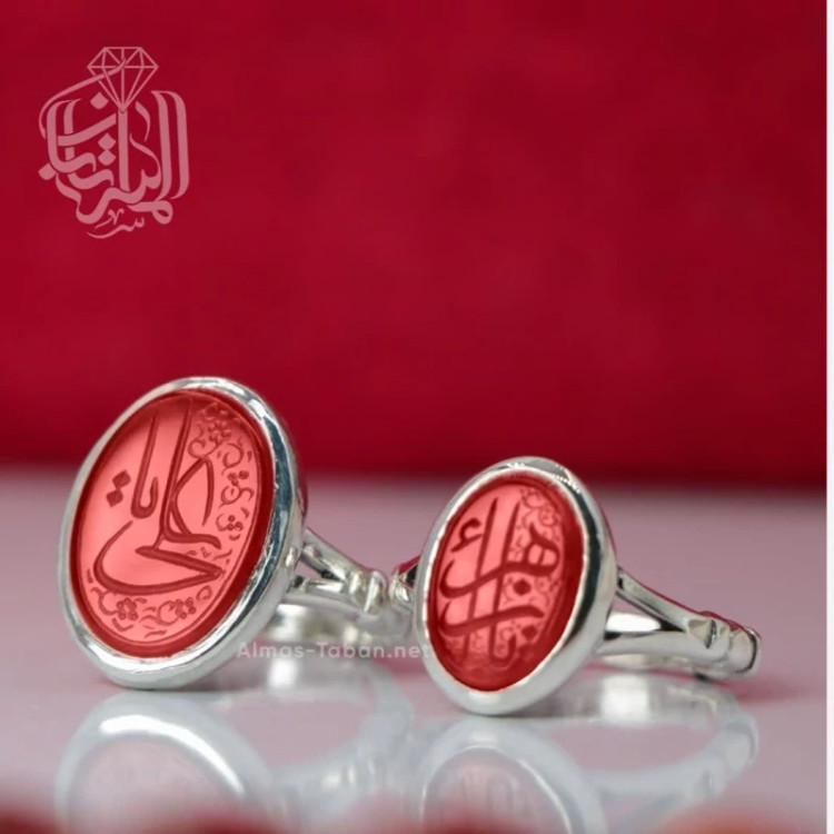 ست انگشتر زنانه و مردانه عقیق سرخ کد 2875