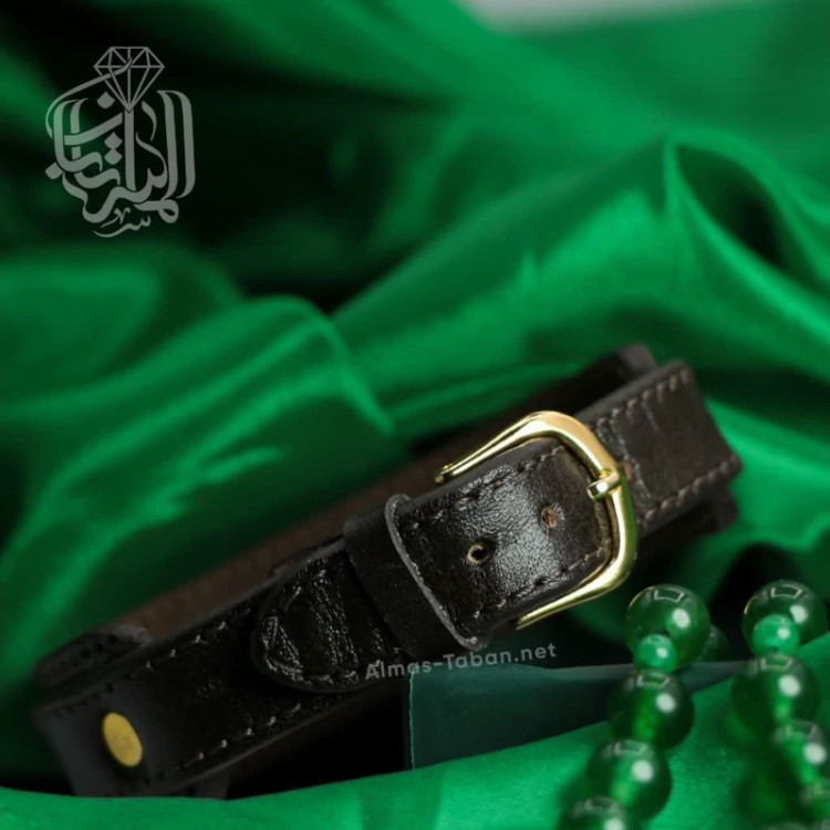 دستبند چرم مردانه عقیق سبز کد 2874