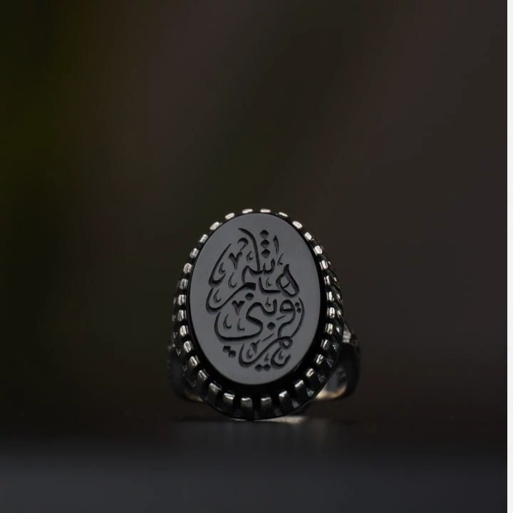 انگشتر مردانه عقیق مشکی کد 1283