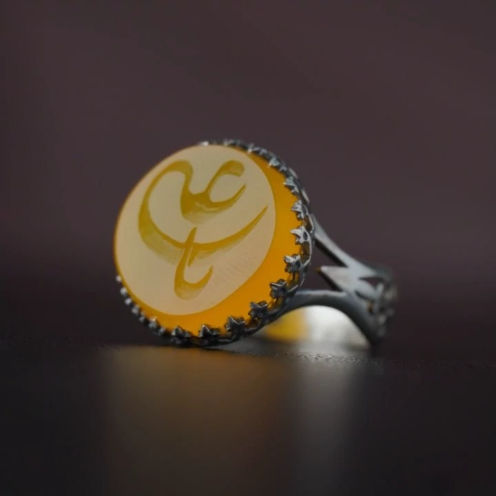 انگشتر مردانه عقیق زرد کد 1275