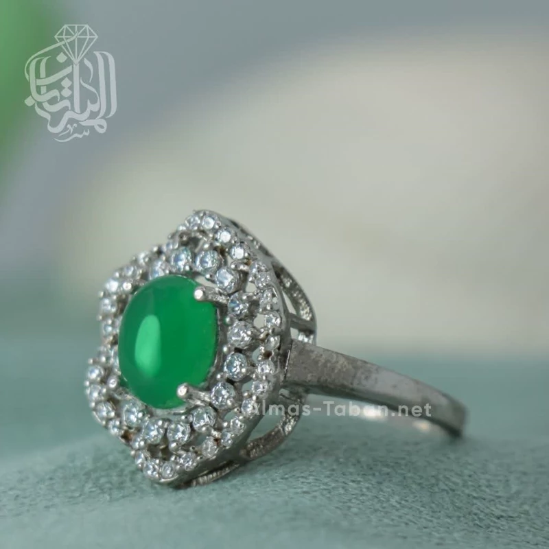 انگشتر زنانه عقیق سبز کد 713