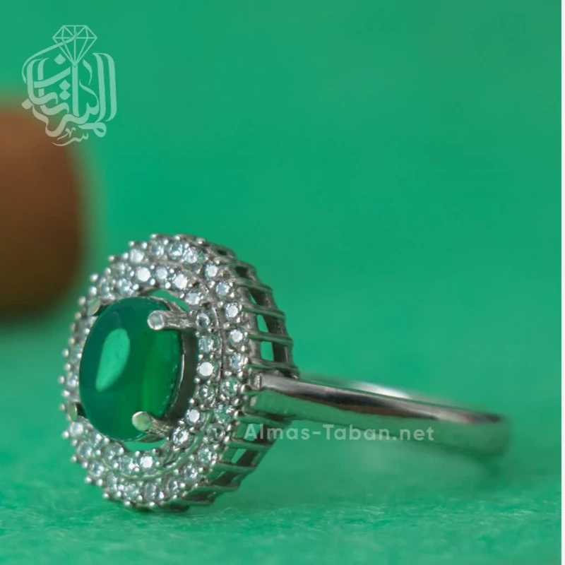 انگشتر زنانه عقیق سبز کد 700
