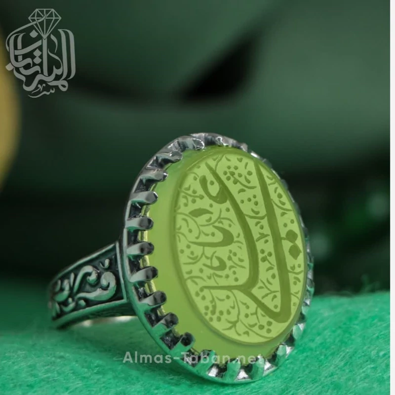 انگشتر مردانه عقیق سبز کد 2872