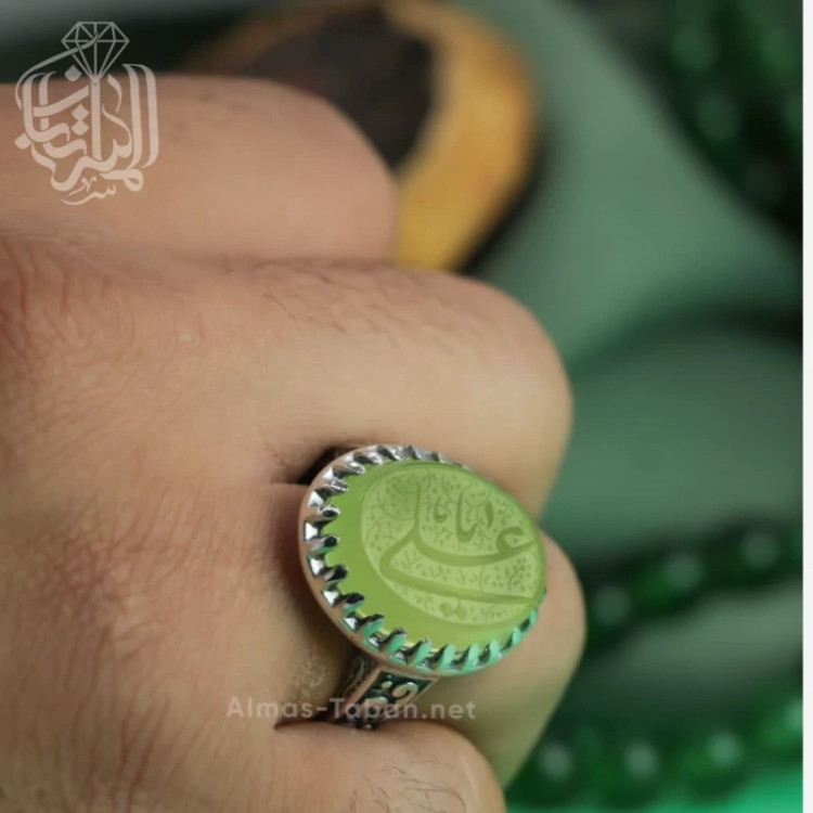 انگشتر مردانه عقیق سبز کد 2872