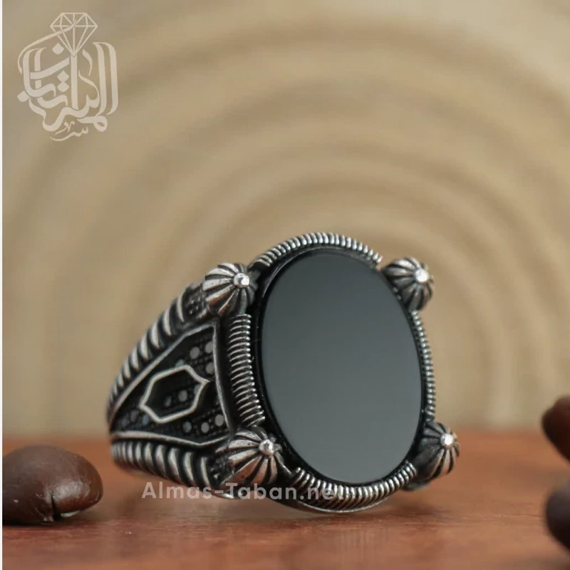 انگشتر مردانه عقیق مشکی کد 2865