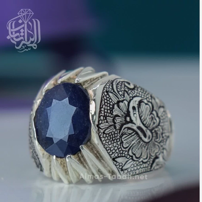 انگشتر مردانه یاقوت کبود کد 2863