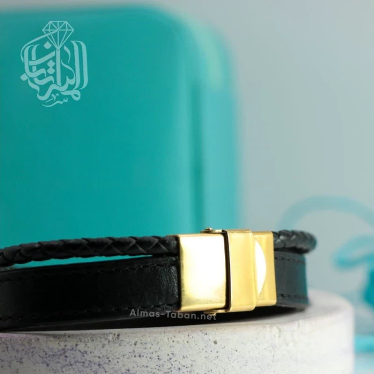 دستبند چرم مردانه عقیق ابی کد 2856