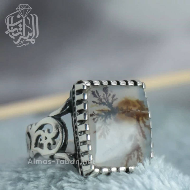 انگشتر مردانه عقیق شجر قائن کد 2854