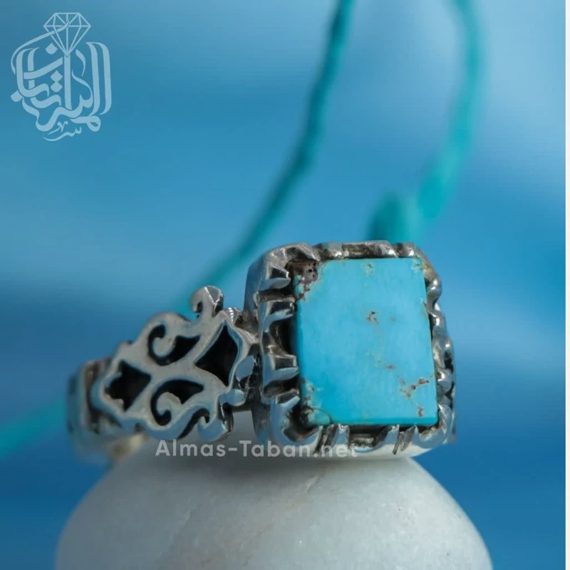 انگشتر مردانه فیروزه نیشابوری تمام دست ساز کد 2853
