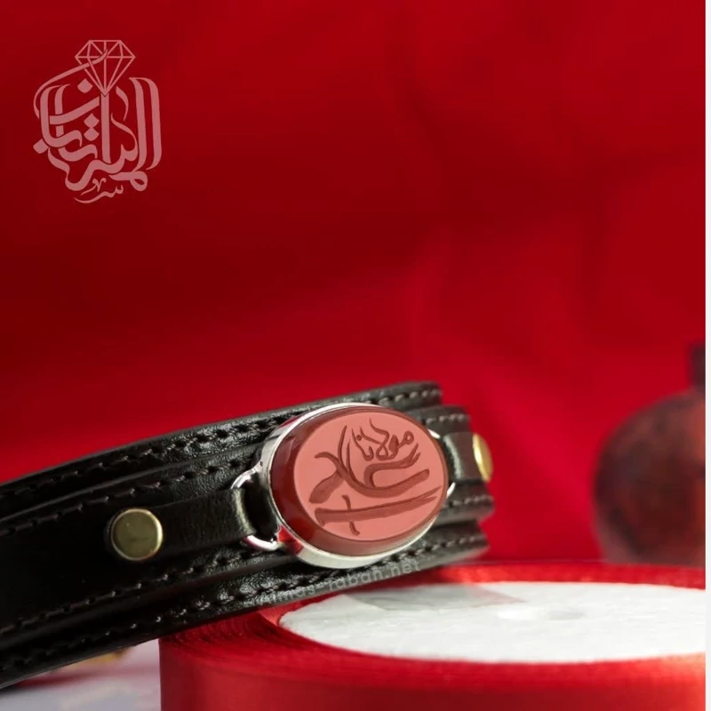 دستبند چرم مردانه عقیق سرخ کد 2852