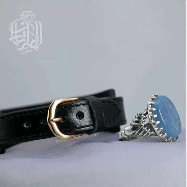 ست دستبند و انگشتر مردانه عقیق کبود کد 2843