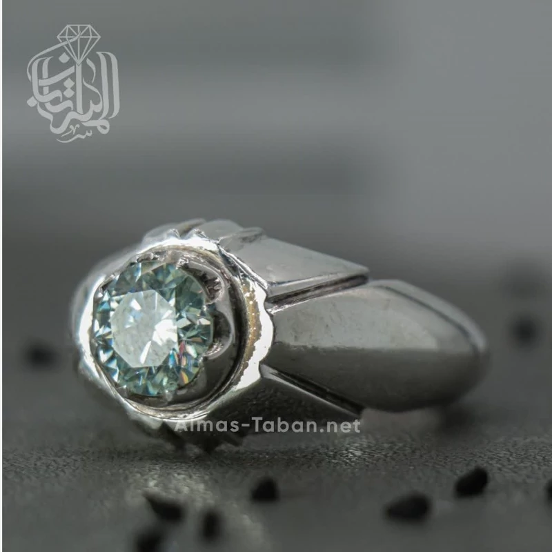 انگشتر مردانه موزانایت (الماس روسی) کد 2835