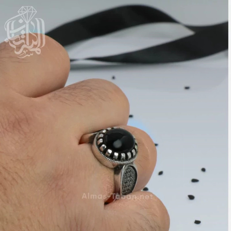 انگشتر مردانه عقیق مشکی کد 2832