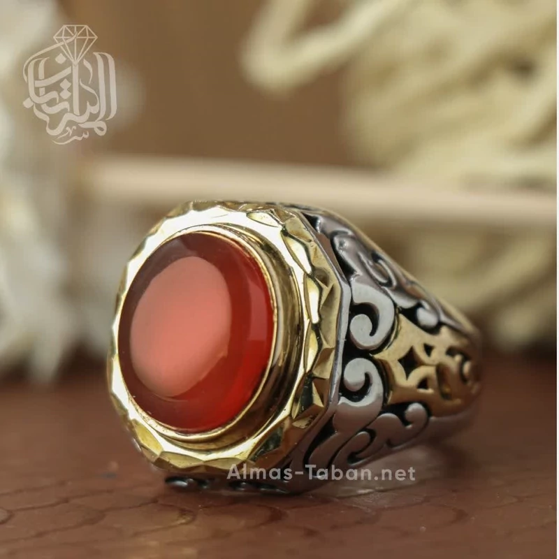 انگشتر مردانه عقیق سرخ کد 2829