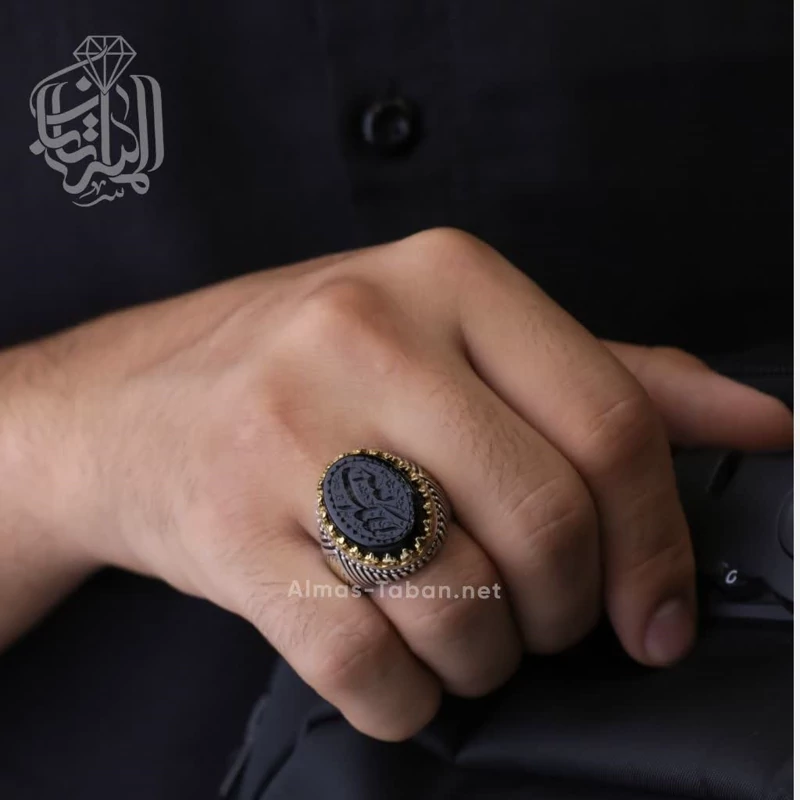 انگشتر مردانه عقیق مشکی کد 2823
