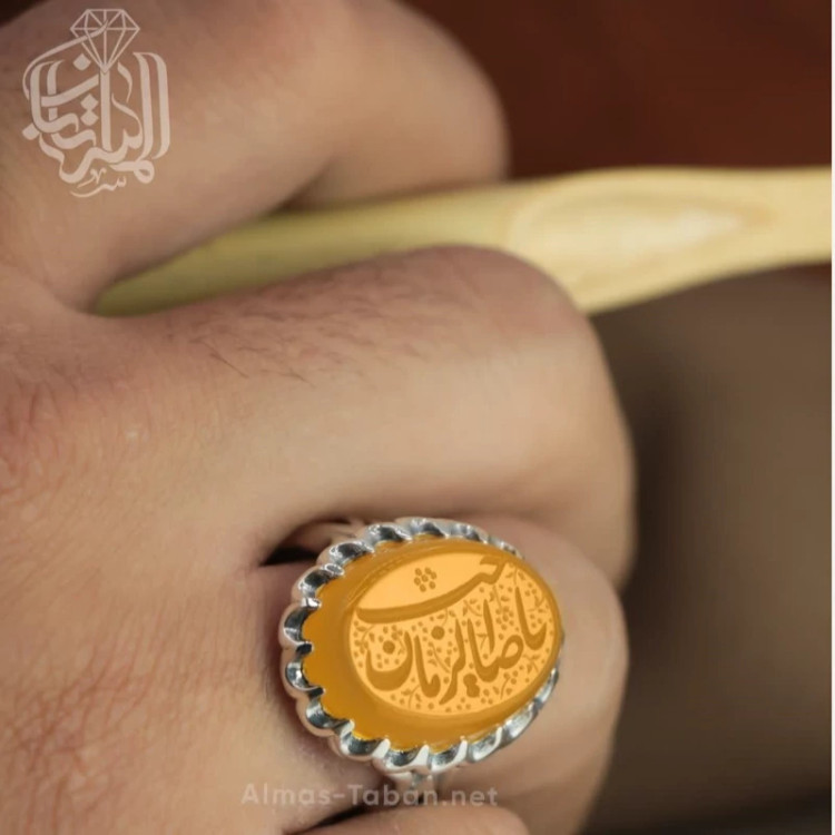انگشتر مردانه عقیق زرد کد 2822