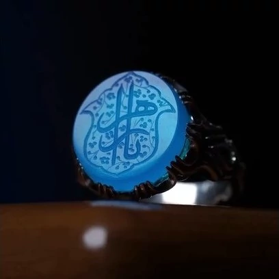 انگشتر مردانه عقیق آبی کد 1269