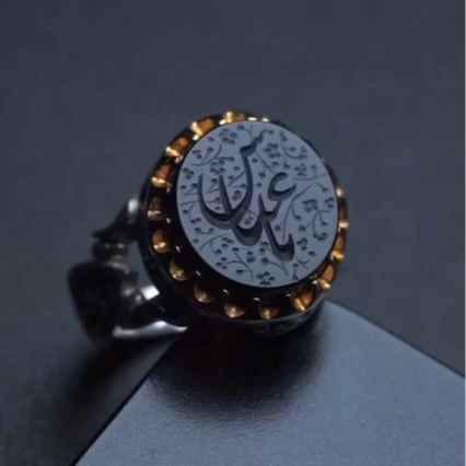 انگشتر مردانه عقیق مشکی کد 1267
