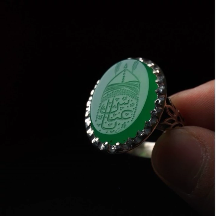 انگشتر مردانه عقیق سبز کد 1227