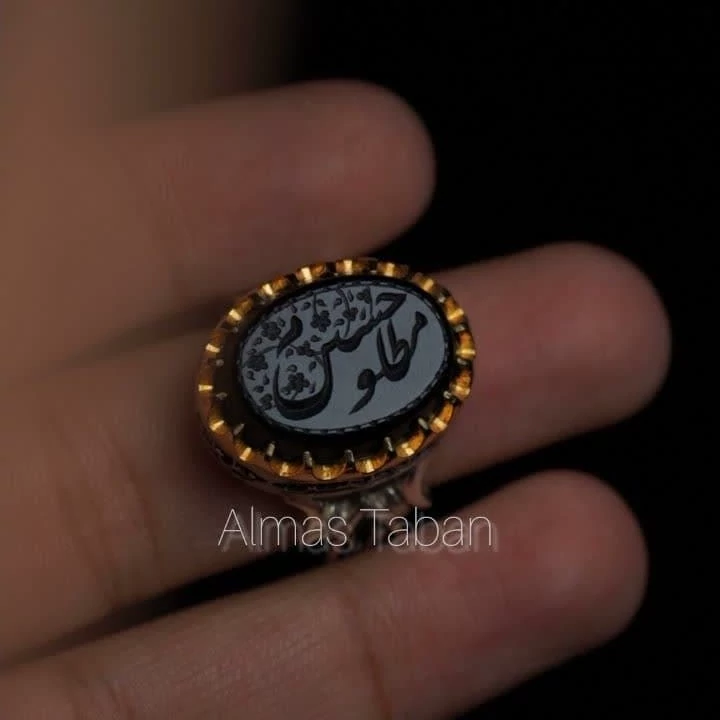 انگشتر مردانه عقیق مشکی کد 1219