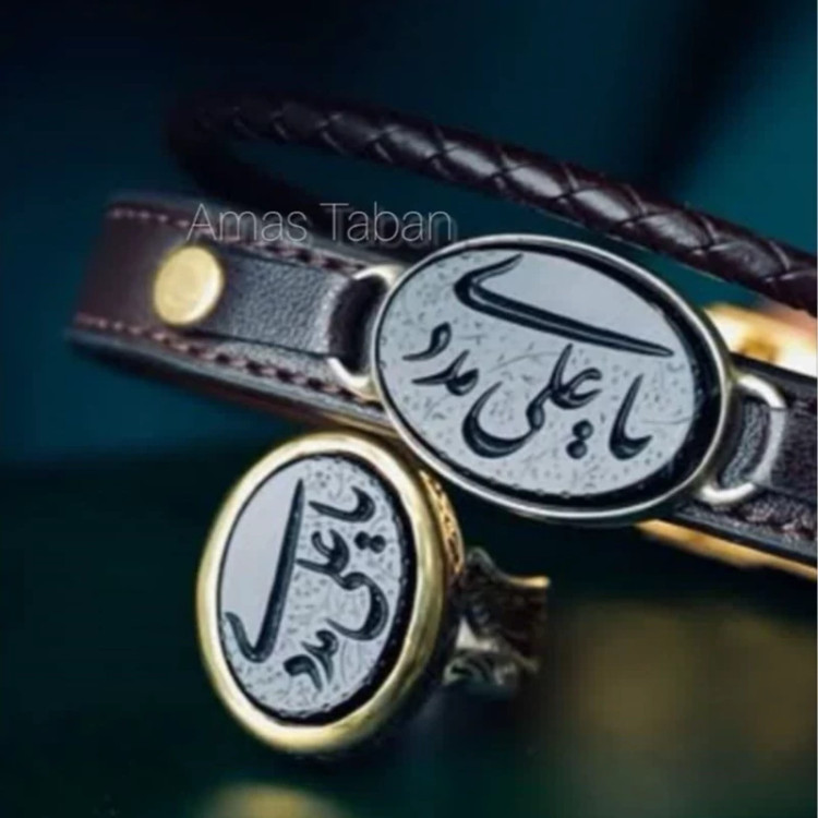 ست انگشتر و دستبند عقیق مشکی کد 1195
