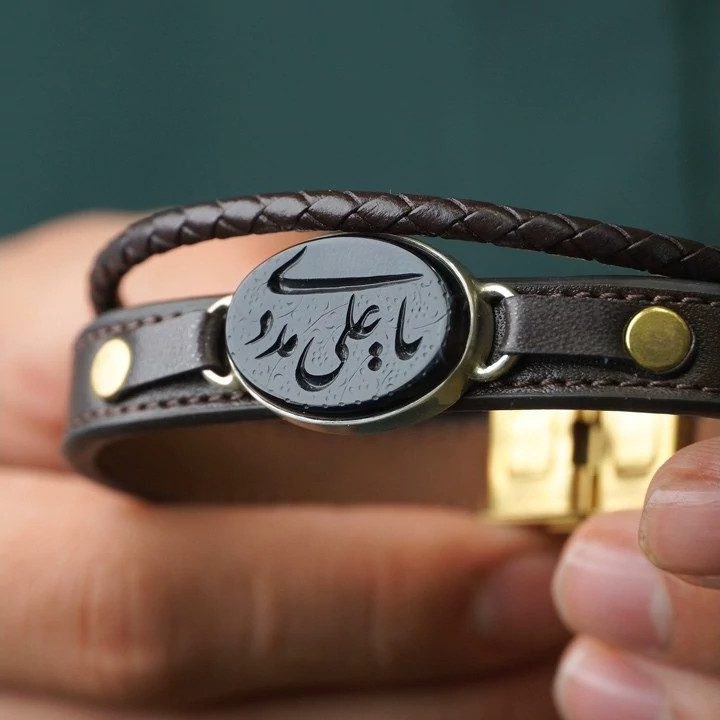 ست انگشتر و دستبند عقیق مشکی کد 1195