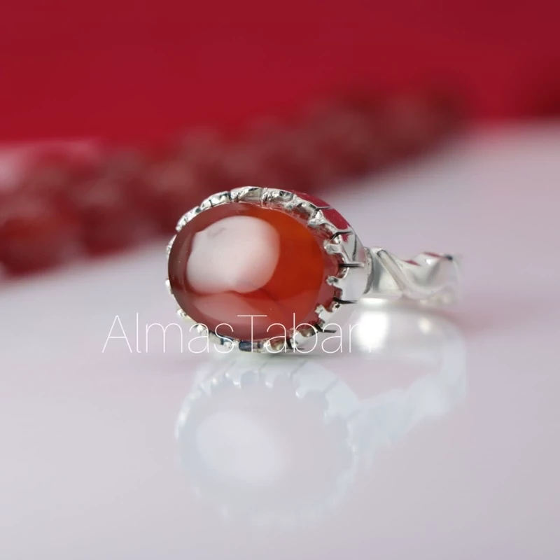 انگشتر مردانه عقیق سرخ یمنی کد 2818