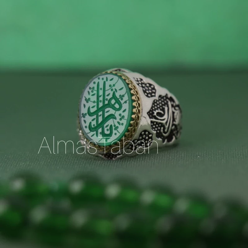 انگشتر مردانه عقیق سبز کد 2799