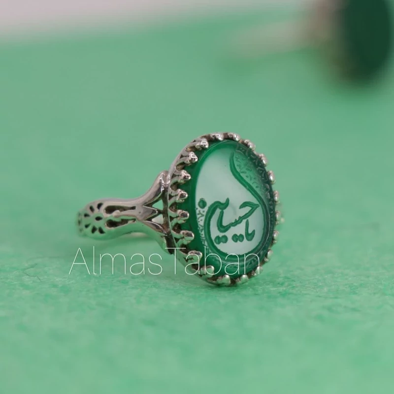 انگشتر زنانه عقیق سبز کد 669