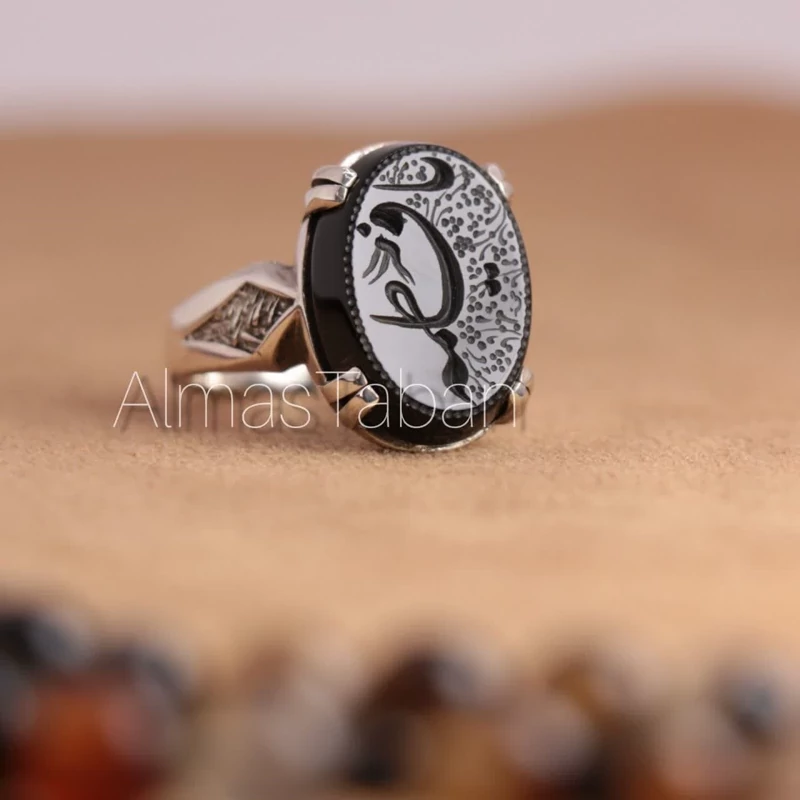 انگشتر مردانه عقیق مشکی کد 2780