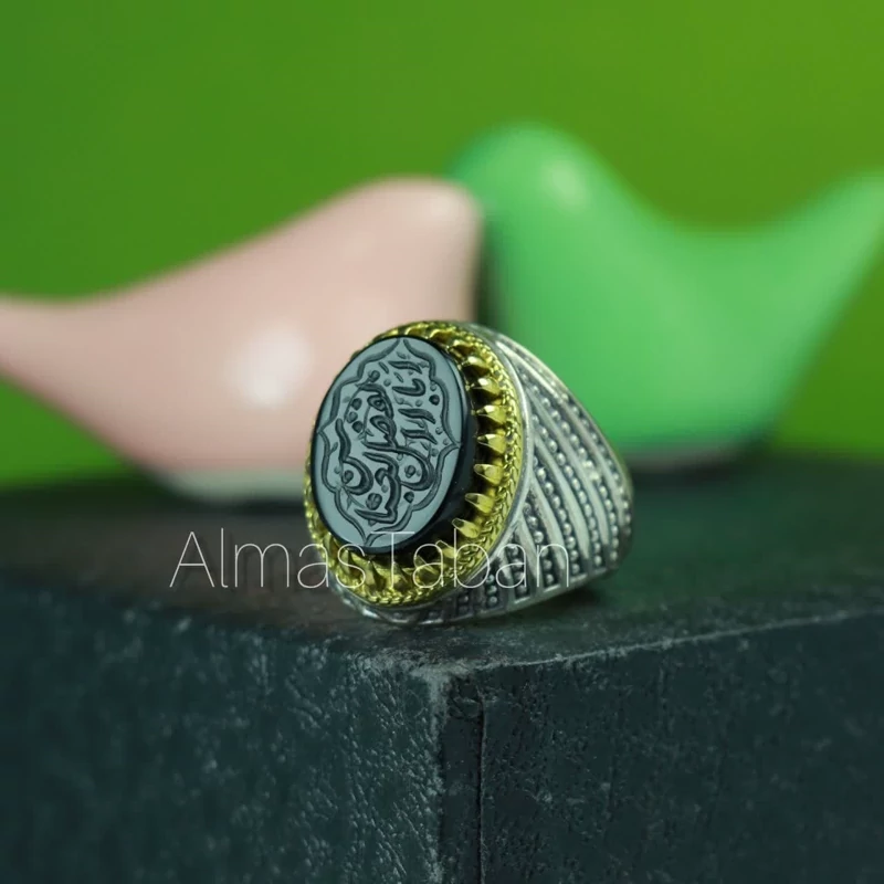انگشتر مردانه عقیق مشکی کد 2776