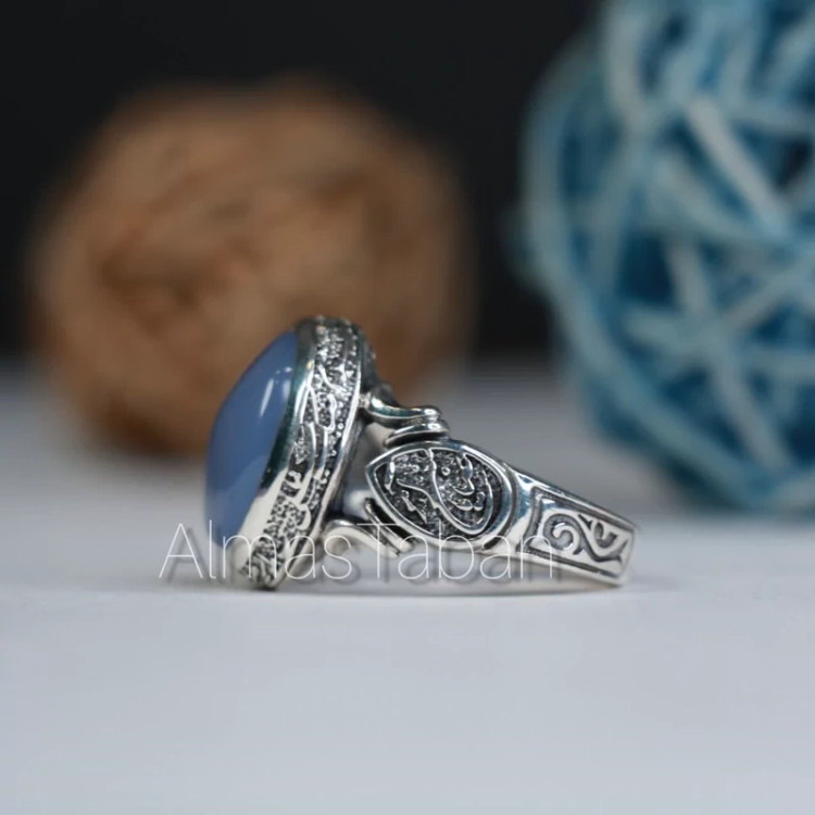 انگشتر مردانه عقیق کبود یمنی 2772